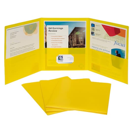 C-Line® Yellow 3-Pocket Poly Portfolios, 24ct.